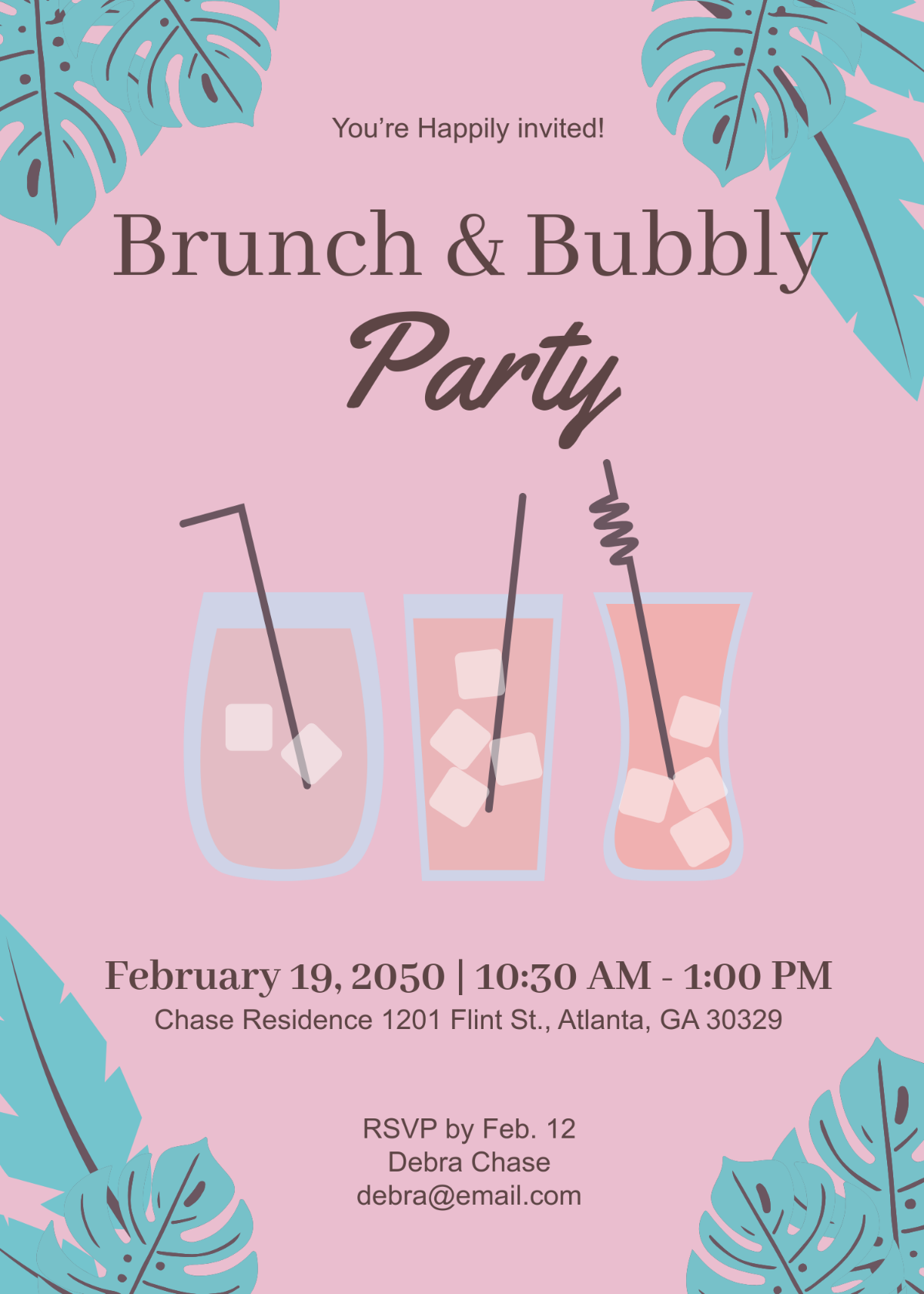 Free Brunch and Bubbly Invitation Template