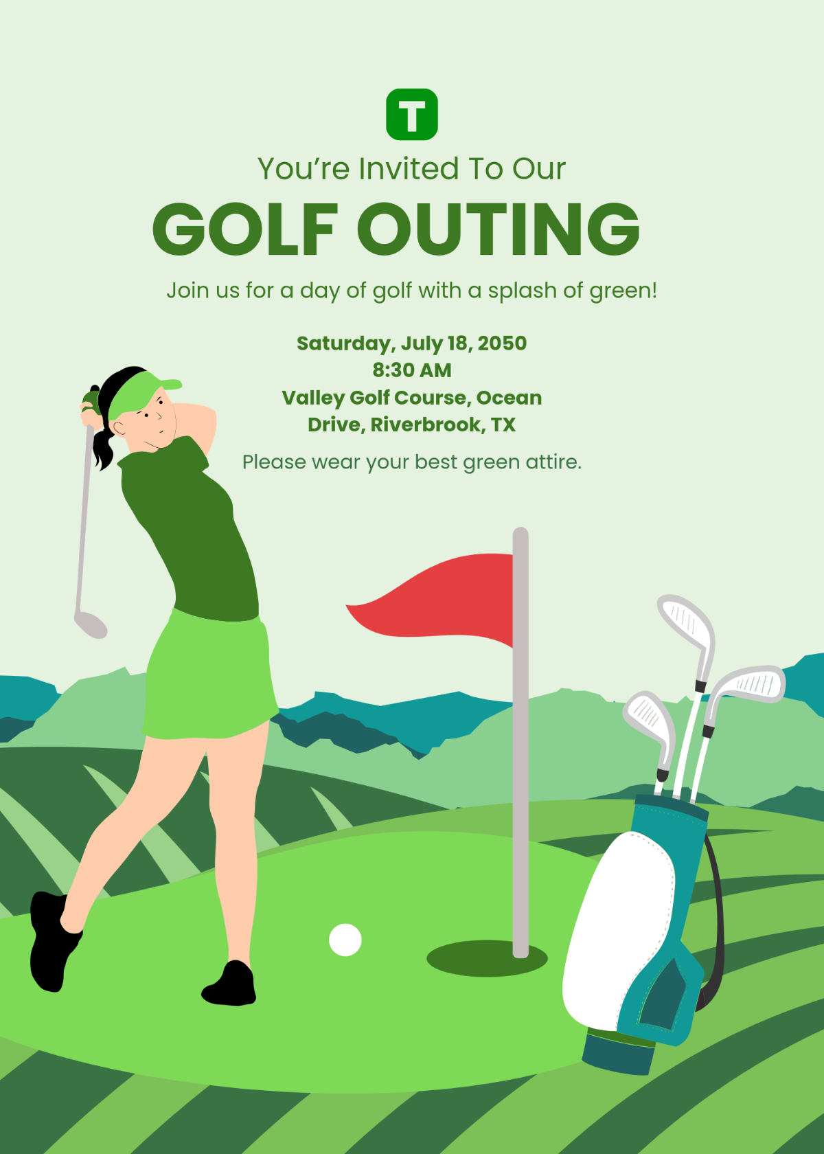 Free Green Golf Invitation Template