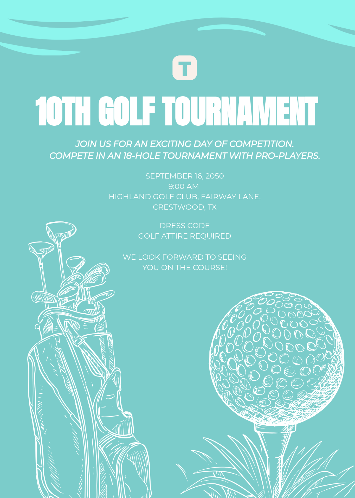 Free Turquoise Golf Invitation Template