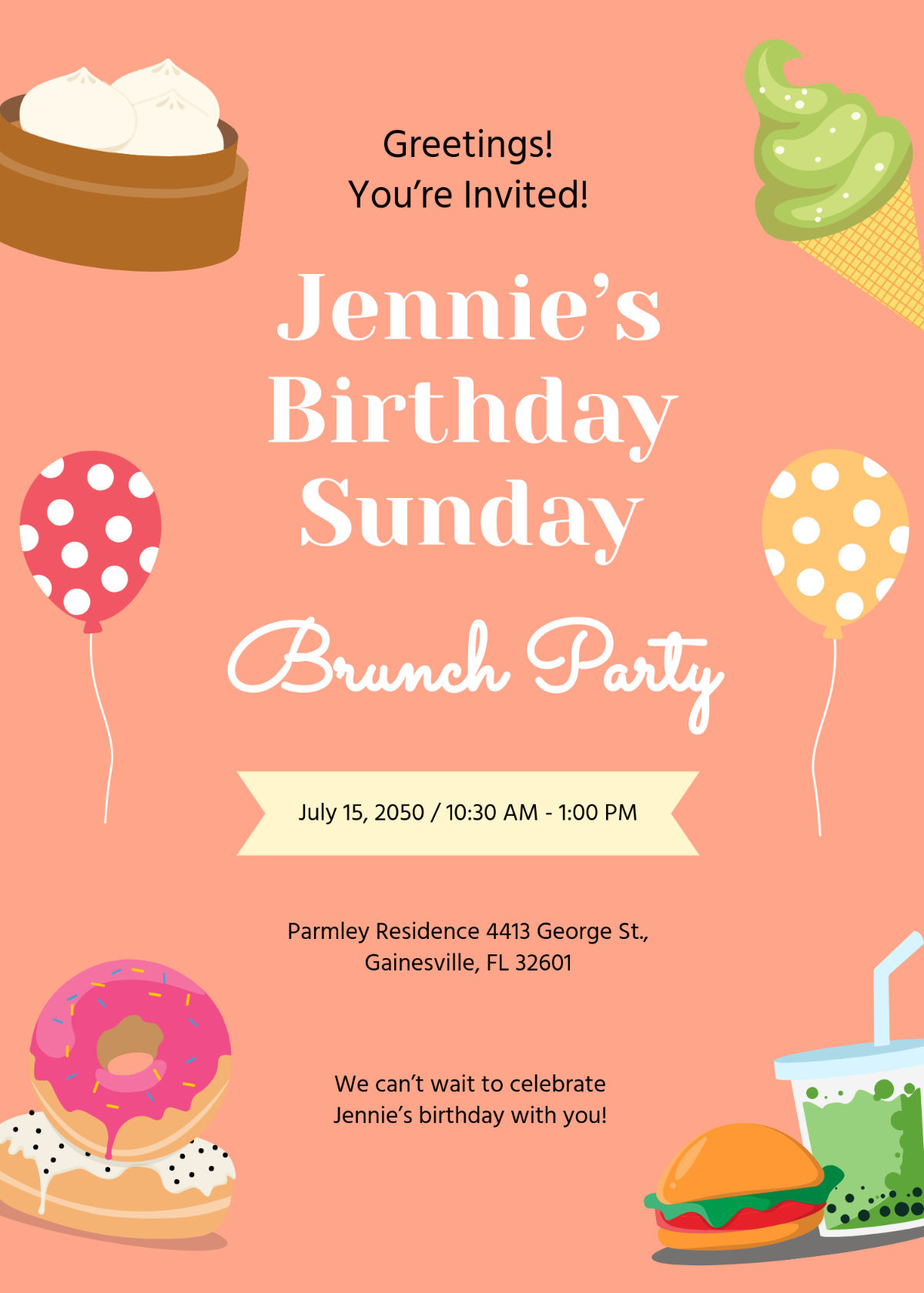 Free Birthday Sunday Brunch Invitation Template