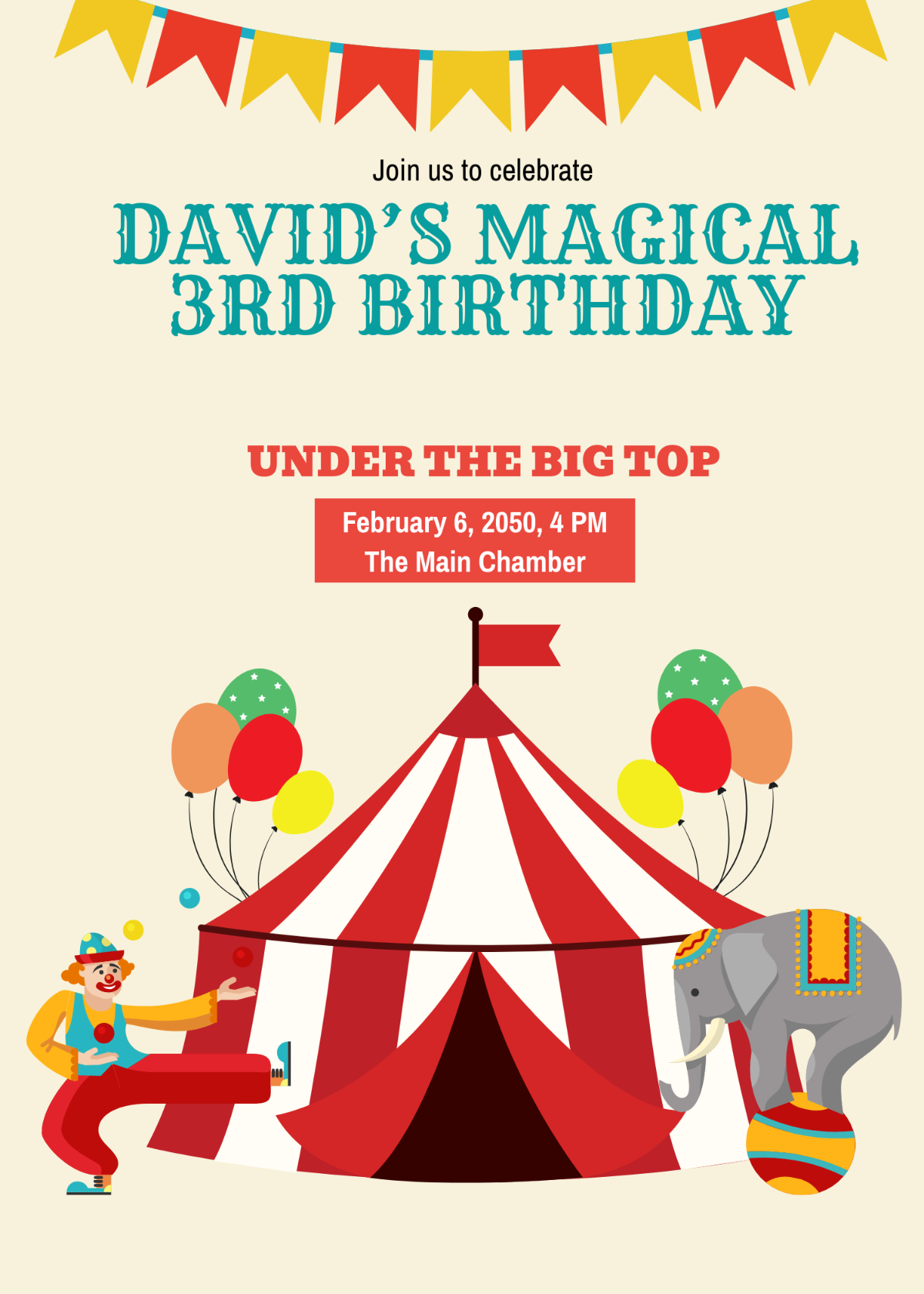 Free 3rd Birthday Circus Invitation Template