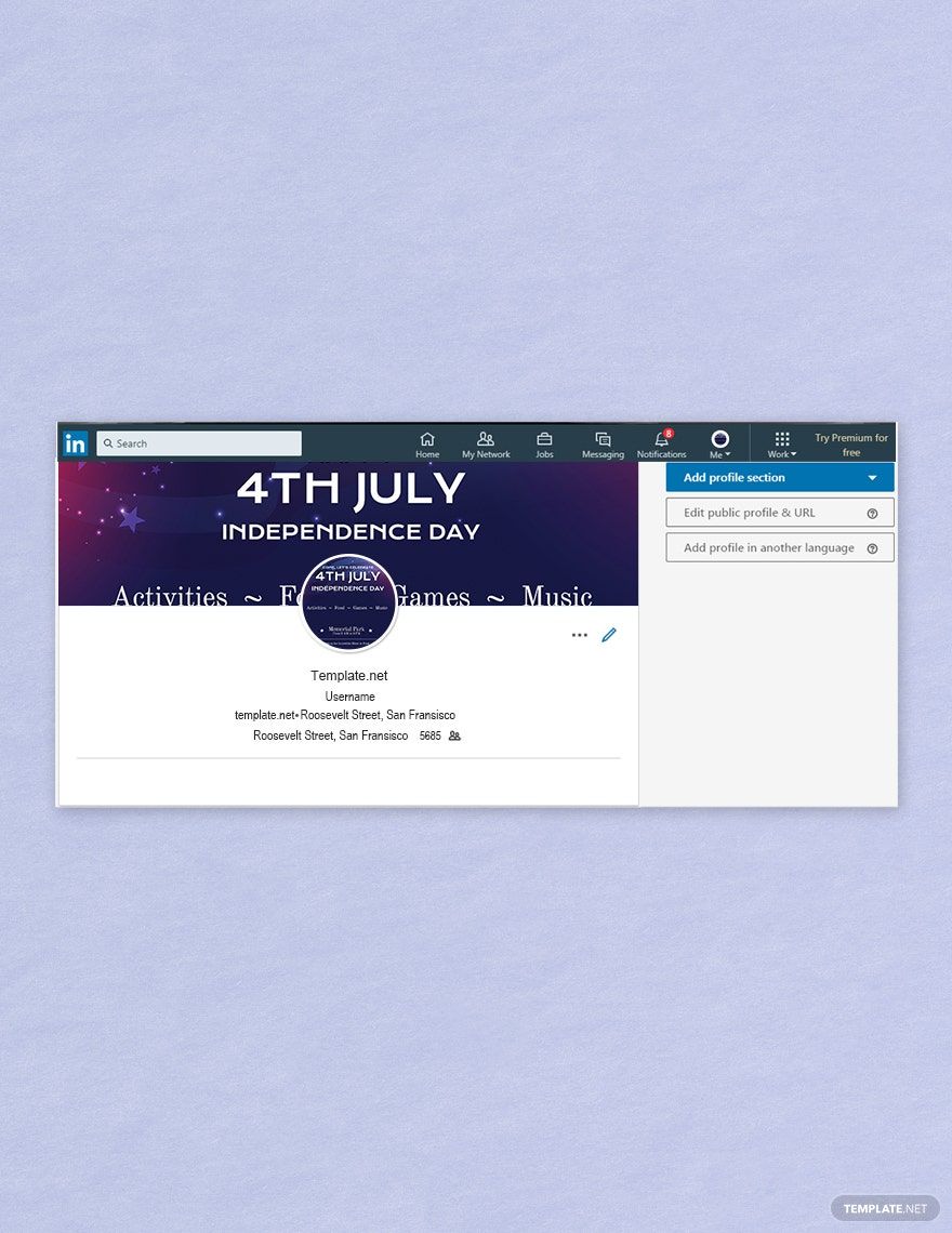 Free 4th of July LinkedIn Company Cover Template