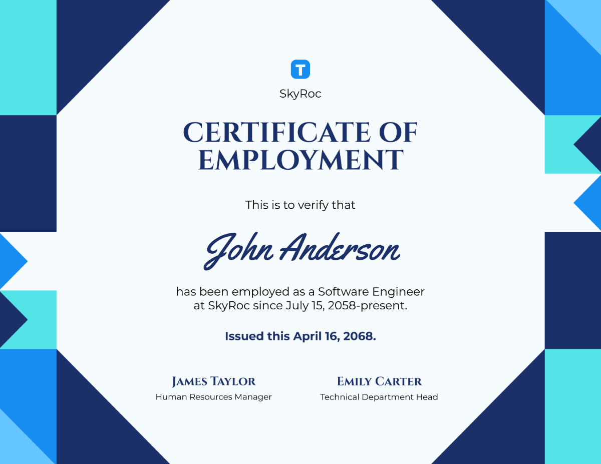 Professional Certificate Of Employment Template Professional Certificate Of Employment Template