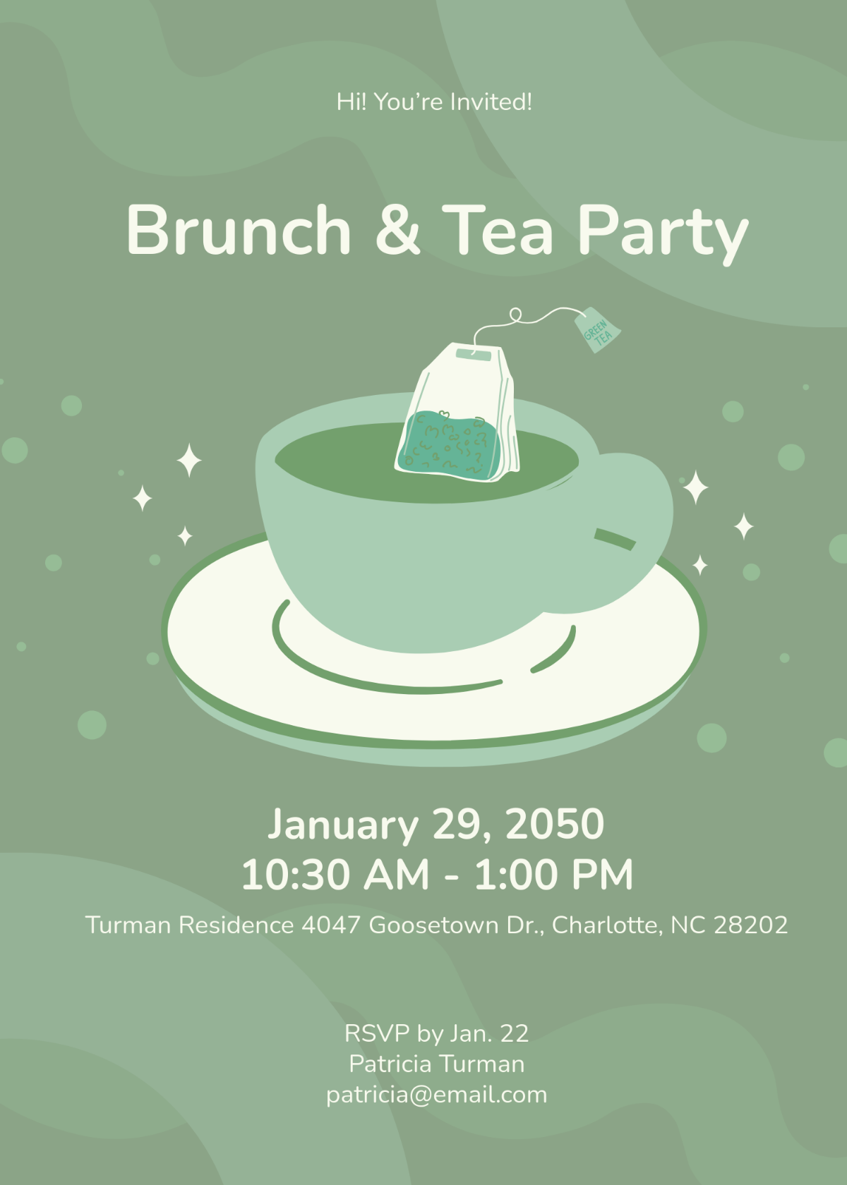 Free Tea Party Brunch Invitation Template