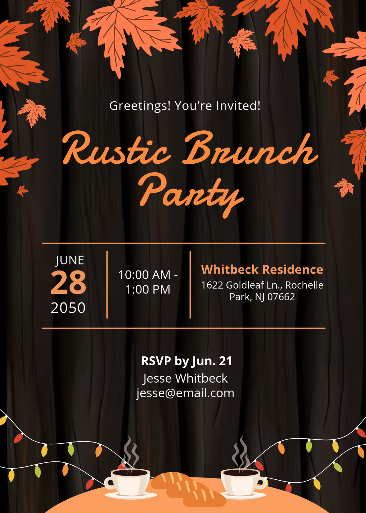 Free Rustic Brunch Invitation Template