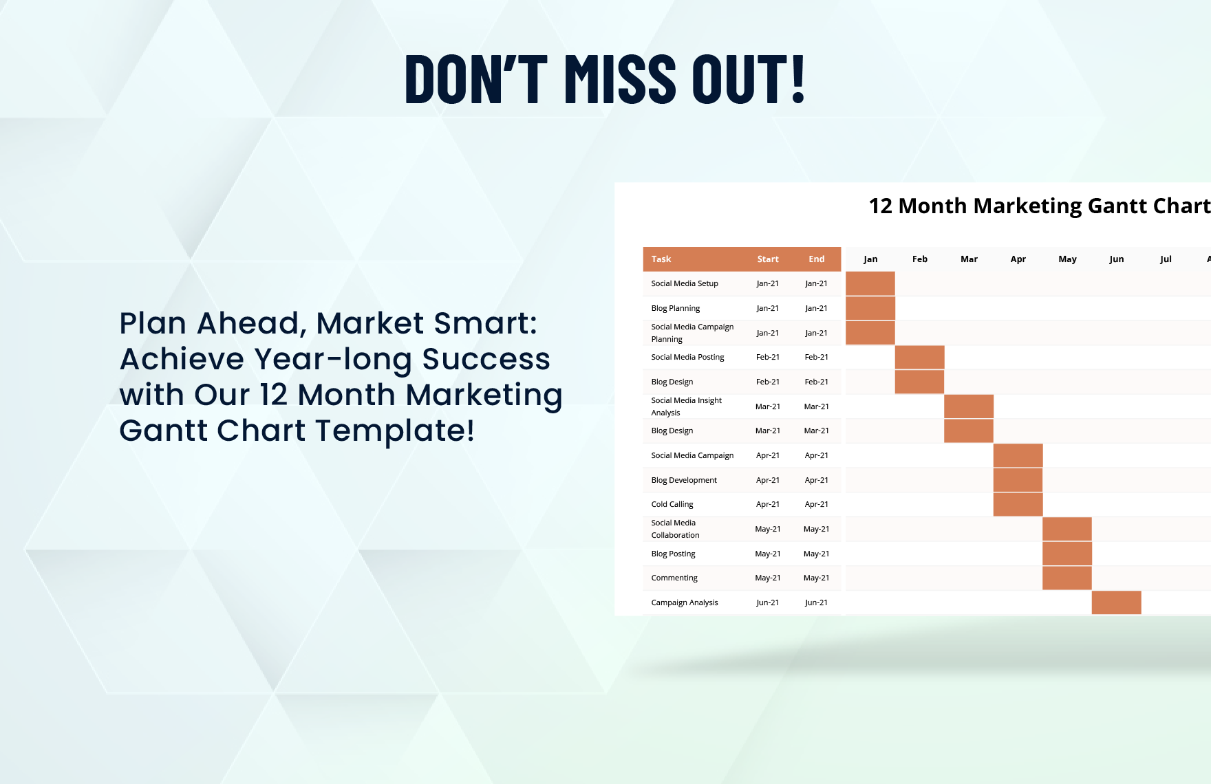 12 Month Marketing Gantt Chart Template