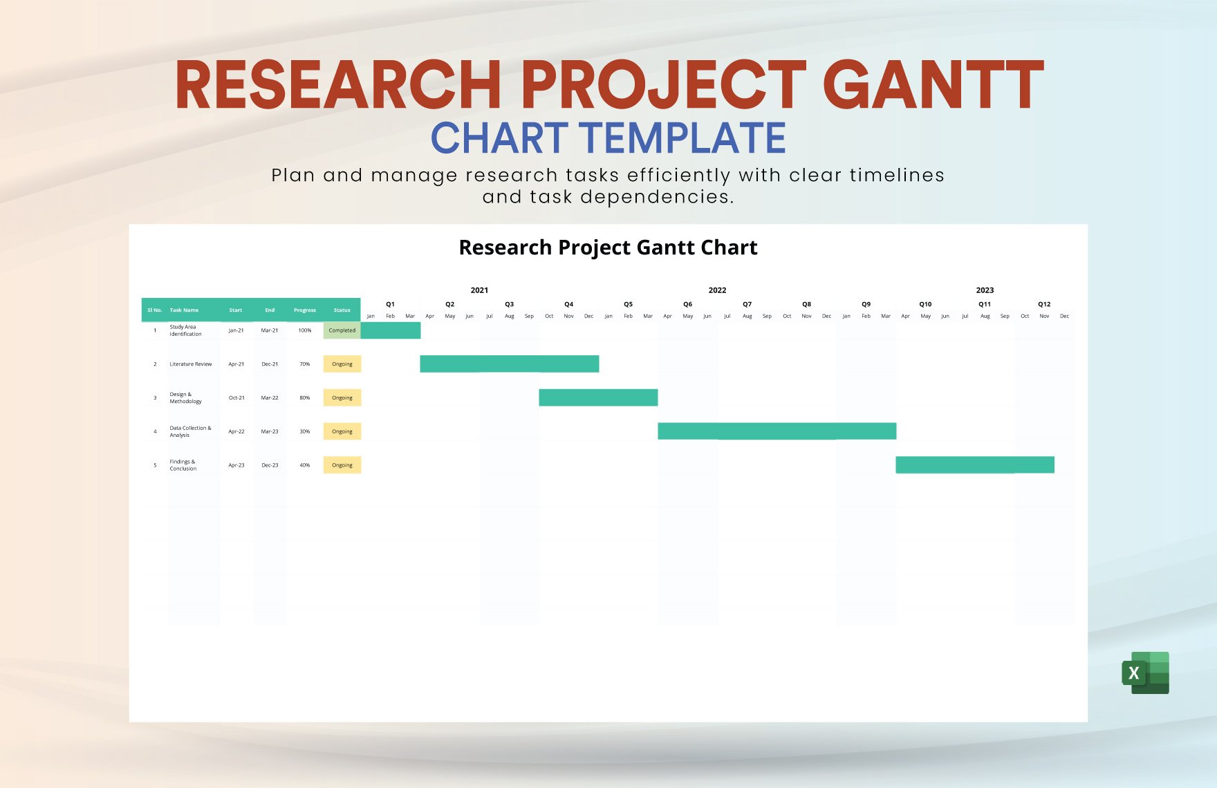 Free Research Project Gantt Chart Template in Excel