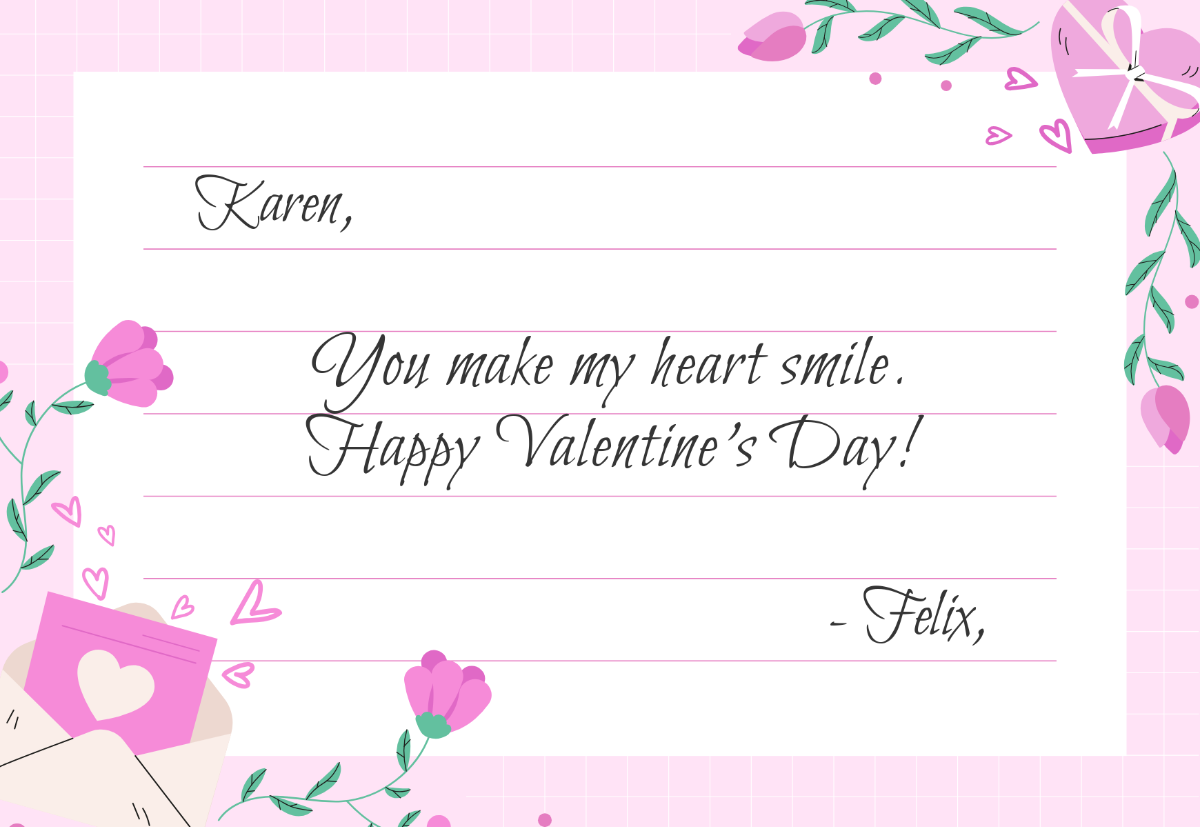 Free Valentine's Day Card Message Template