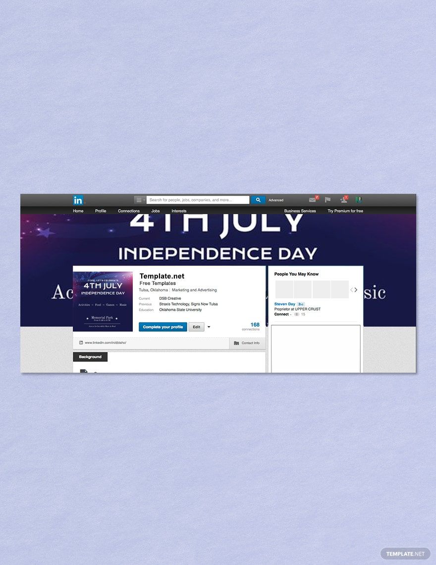 4th of July LinkedIn Profile Banner Template