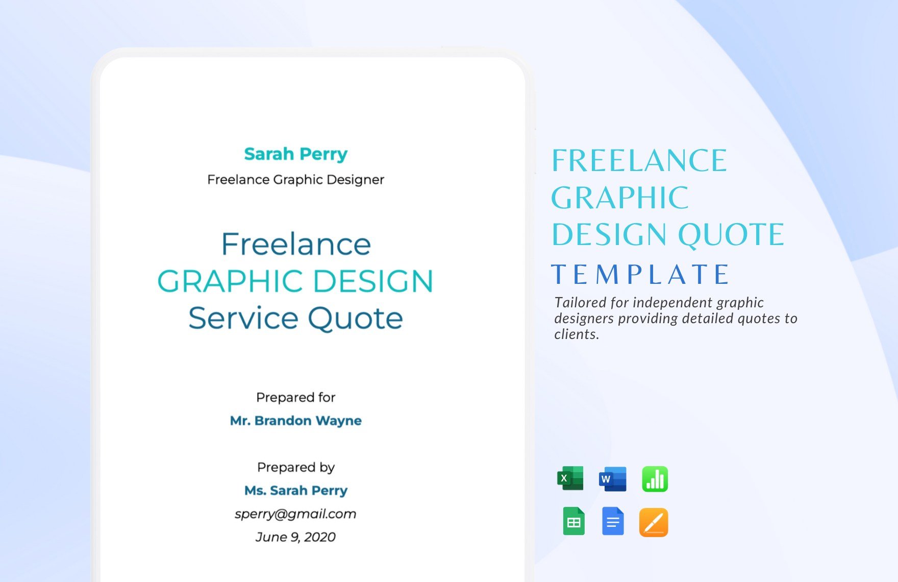 Freelance Graphic Design Quote Template in Word, Google Docs, Excel, Google Sheets, Apple Pages, Apple Numbers