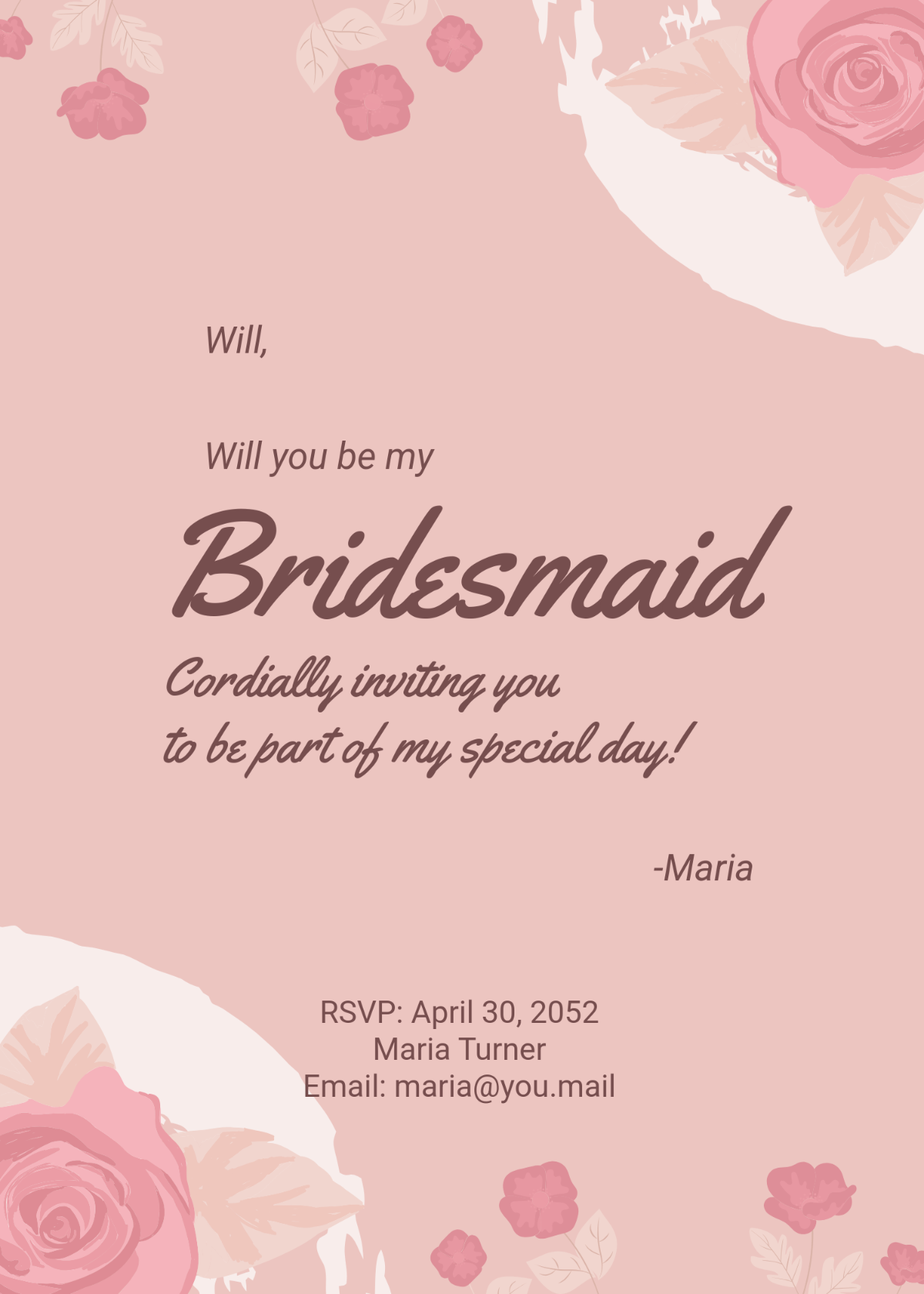 Free Be My Bridesmaid Invitation Templates Editable And Printable Free Be My Bridesmaid Invitation Templates Editable And Printable