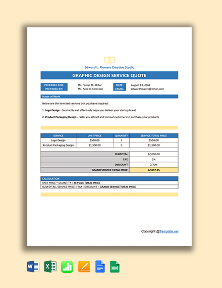 Formal Freelance Quotation Template [Free PDF] - Word (DOC) | Excel ...