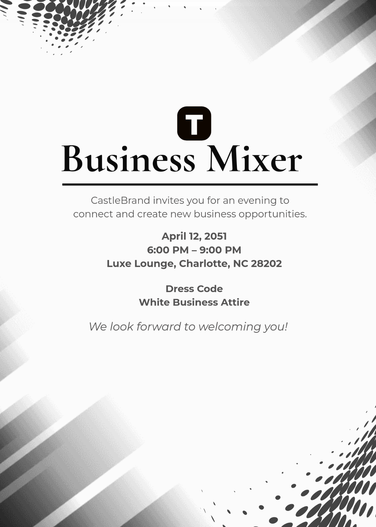 Free White Corporate Invitation Template