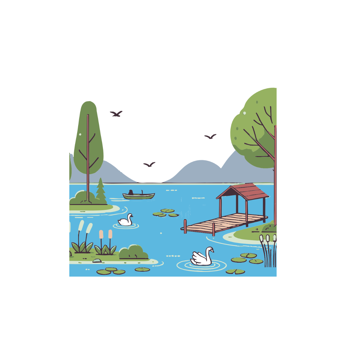 Free Lake Scene Clipart to Edit Online