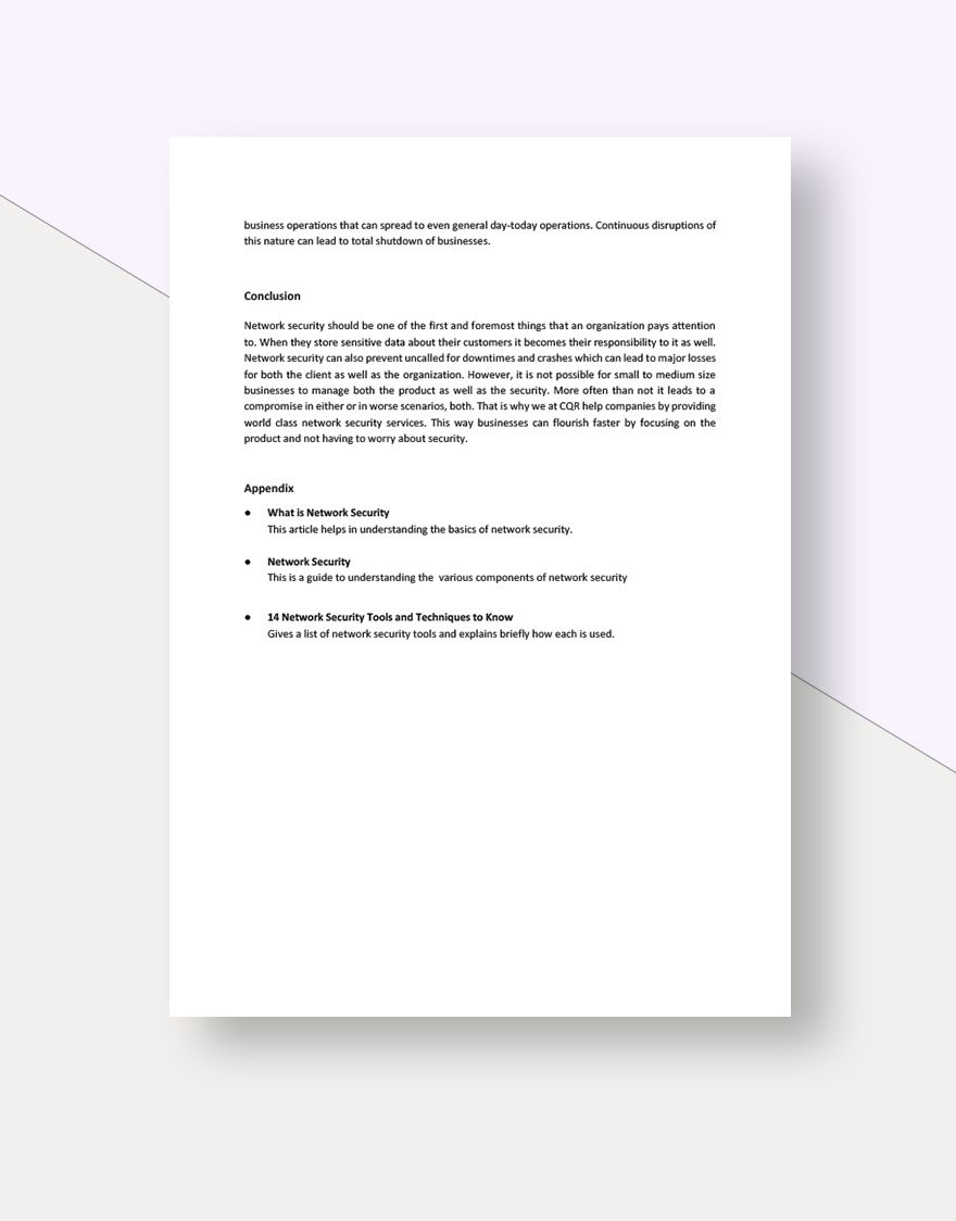 Network Security White Paper Template