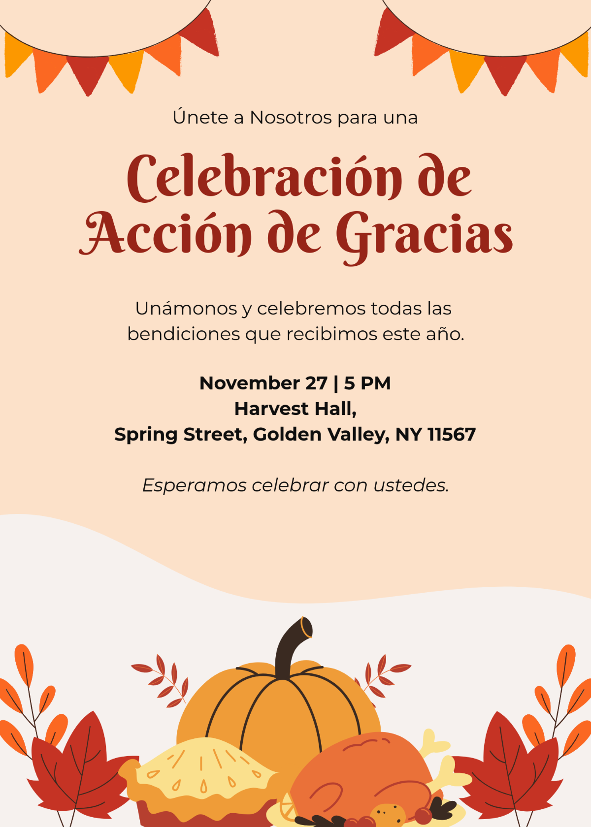 Free Spanish Thanksgiving Invitation Template