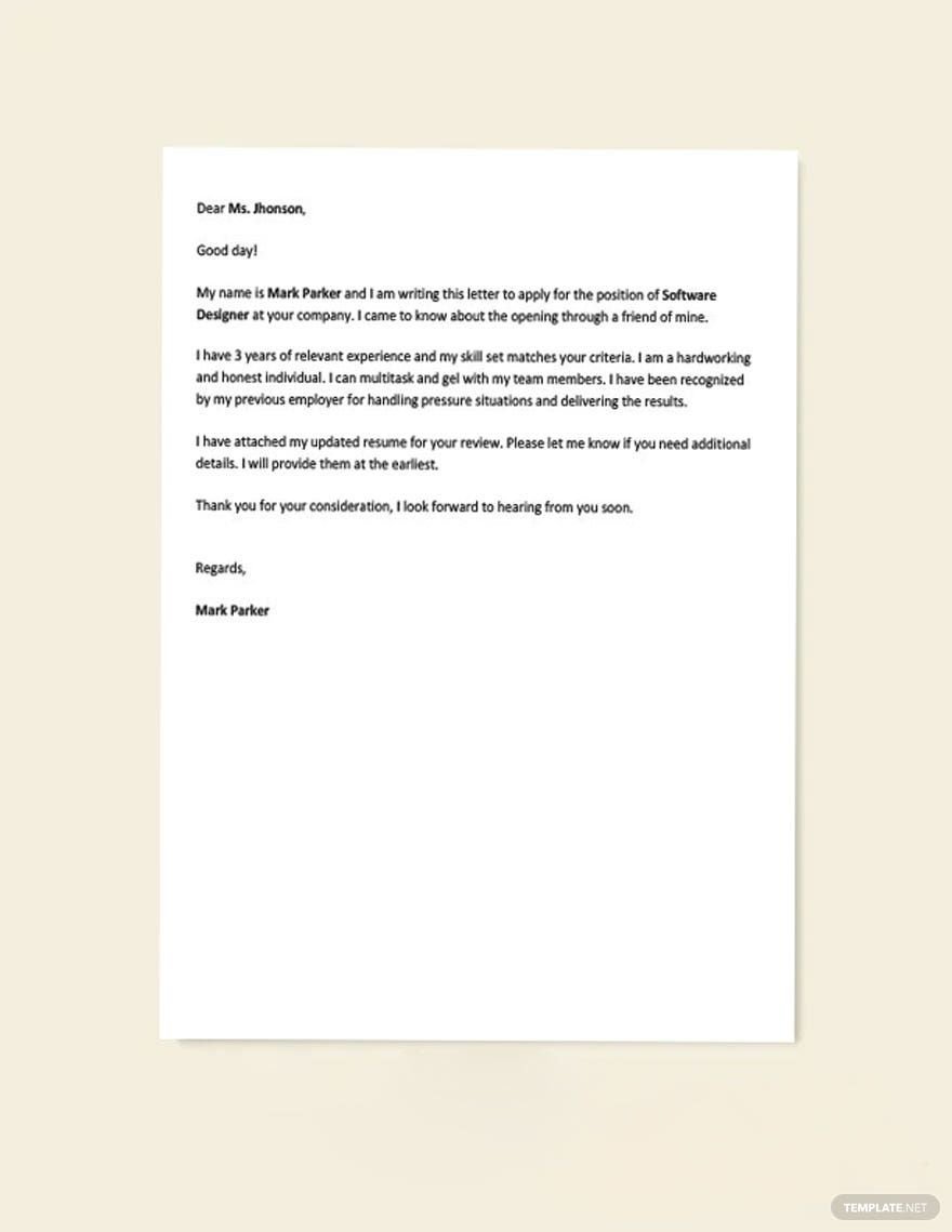 Application Letter Template For a Job Vacancy in Word, Google Docs, PDF, Apple Pages