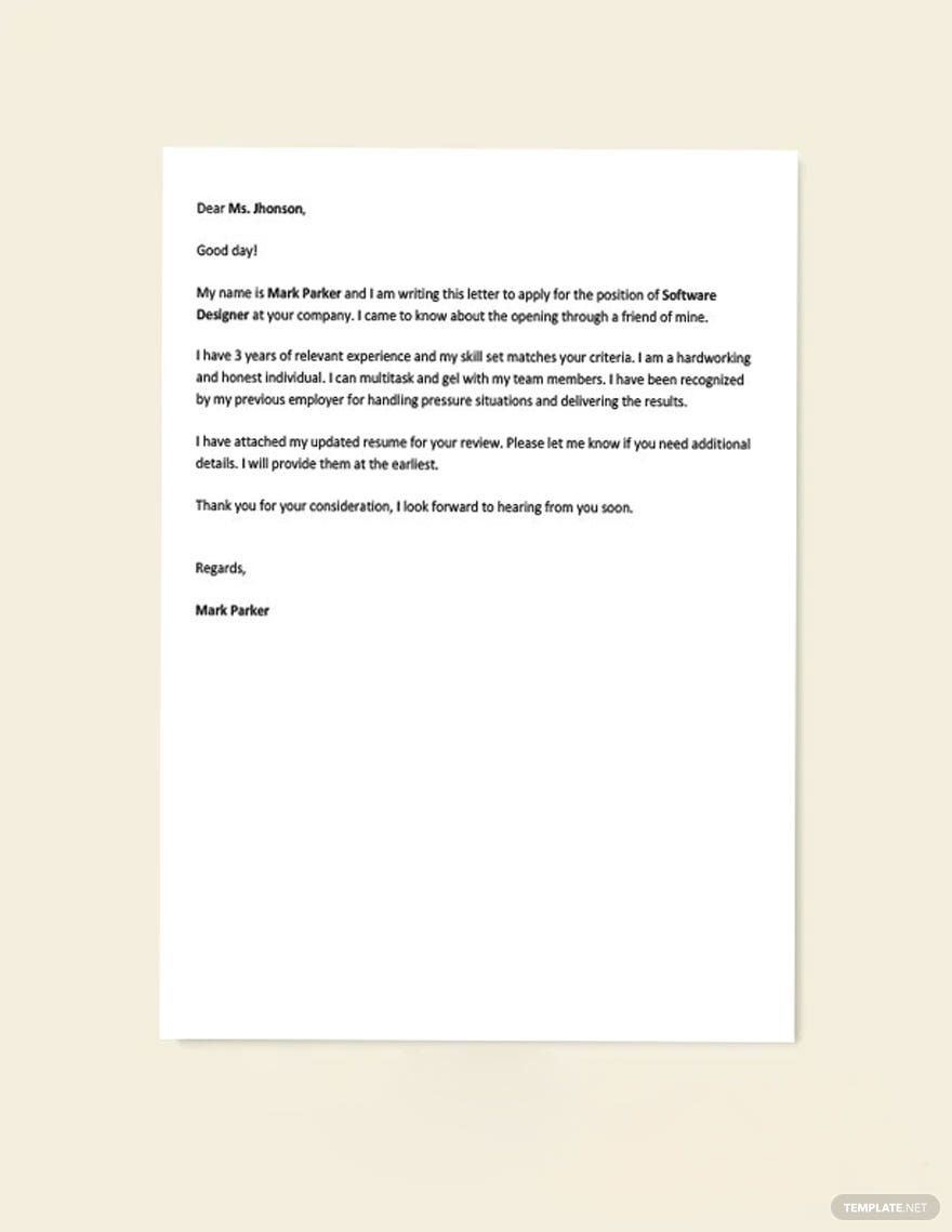 simple application letter sample pdf