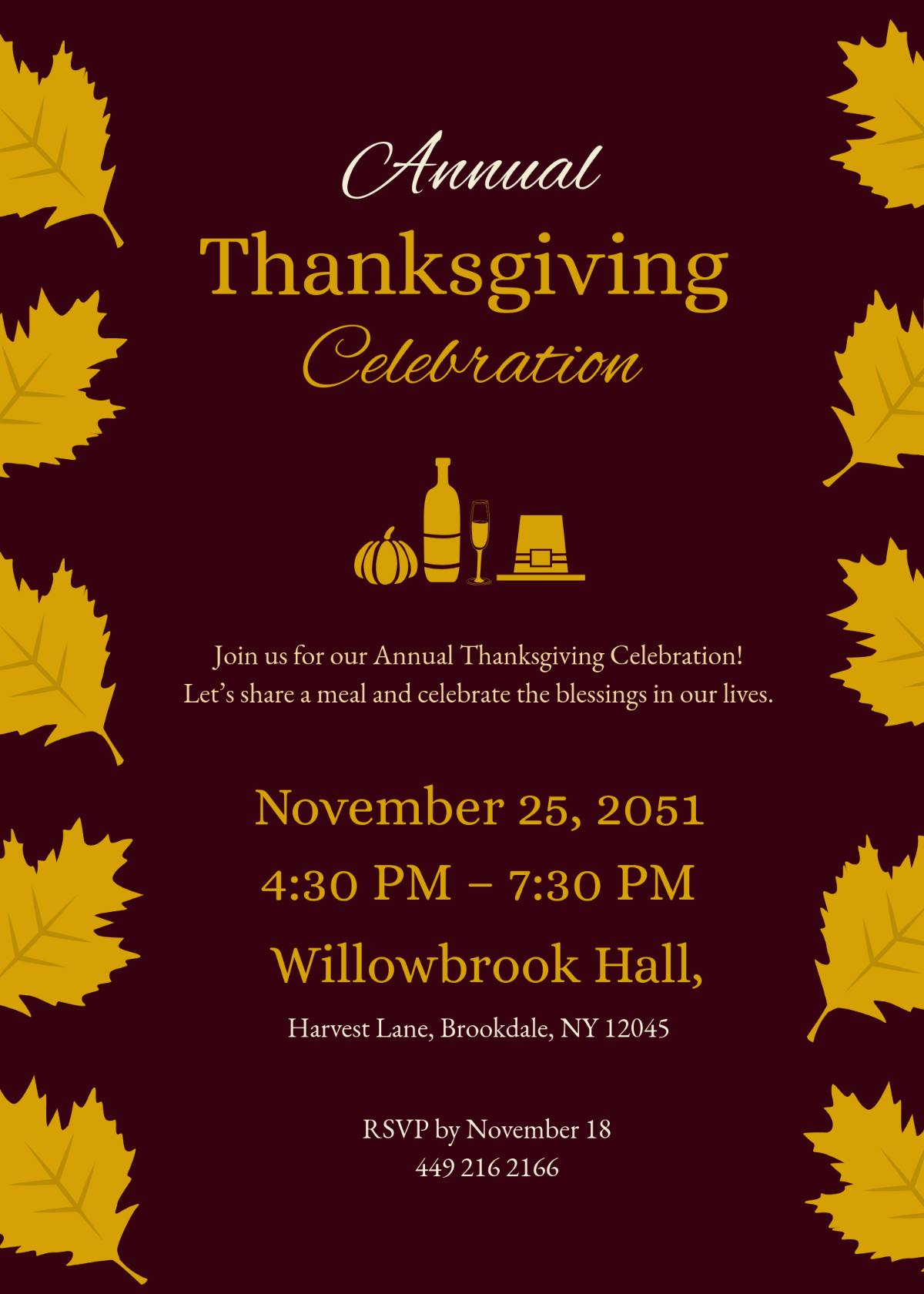 Free Thanksgiving Celebration Invitation Template