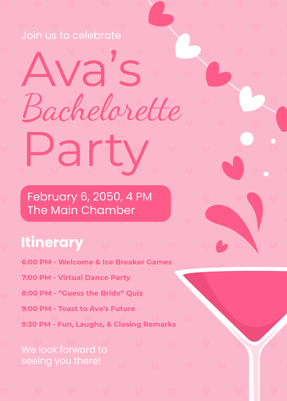 Free Bachelorette Invitation with Itinerary Template