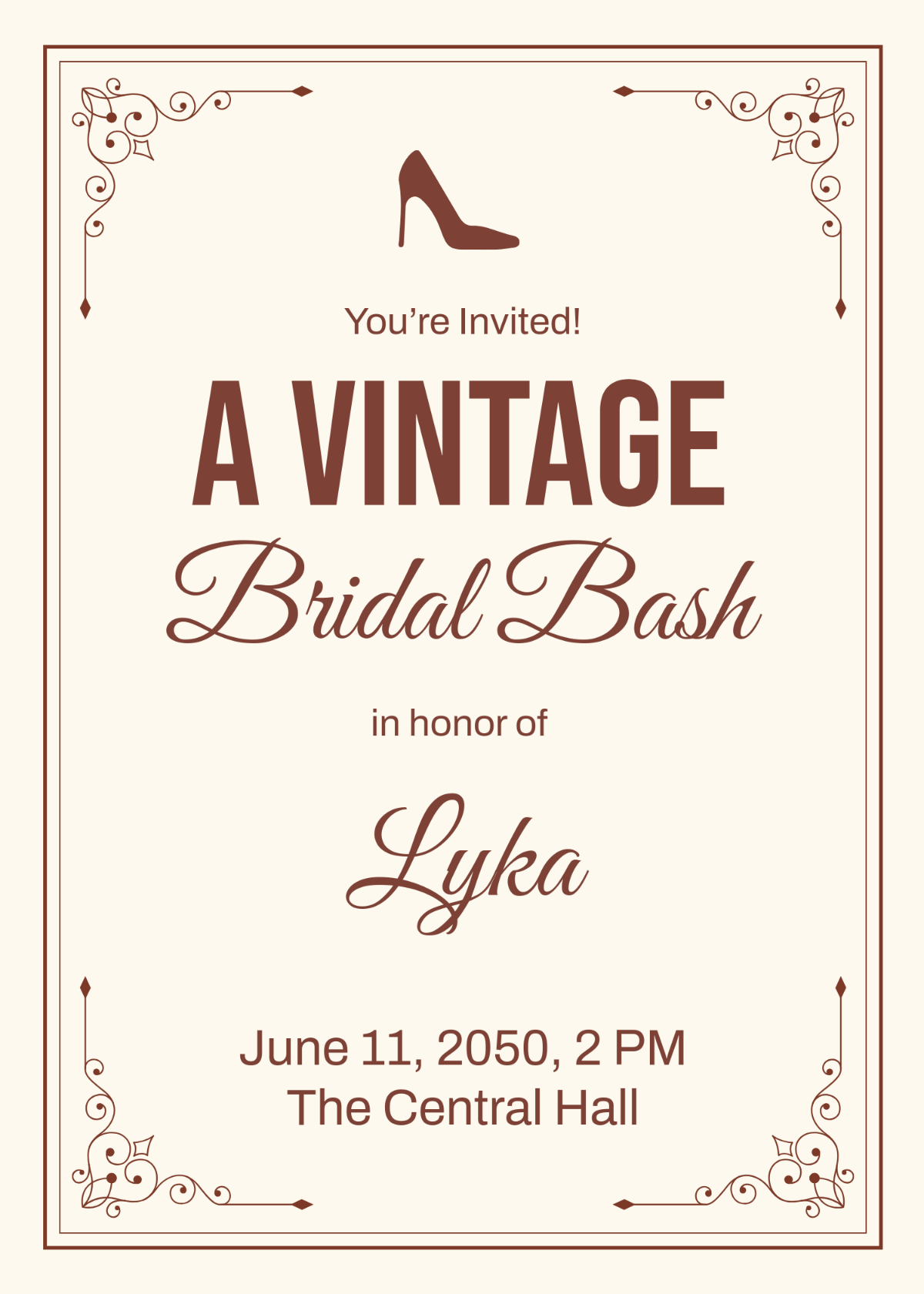 Free Vintage Bachelorette Invitation Background Template