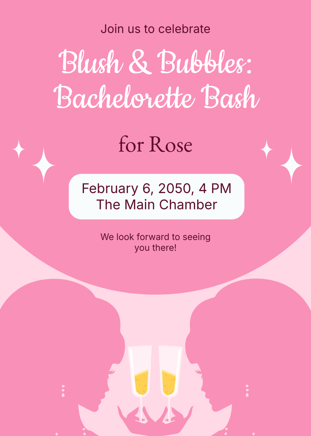 Free Pink Cocktail Bachelorette Invitation Template