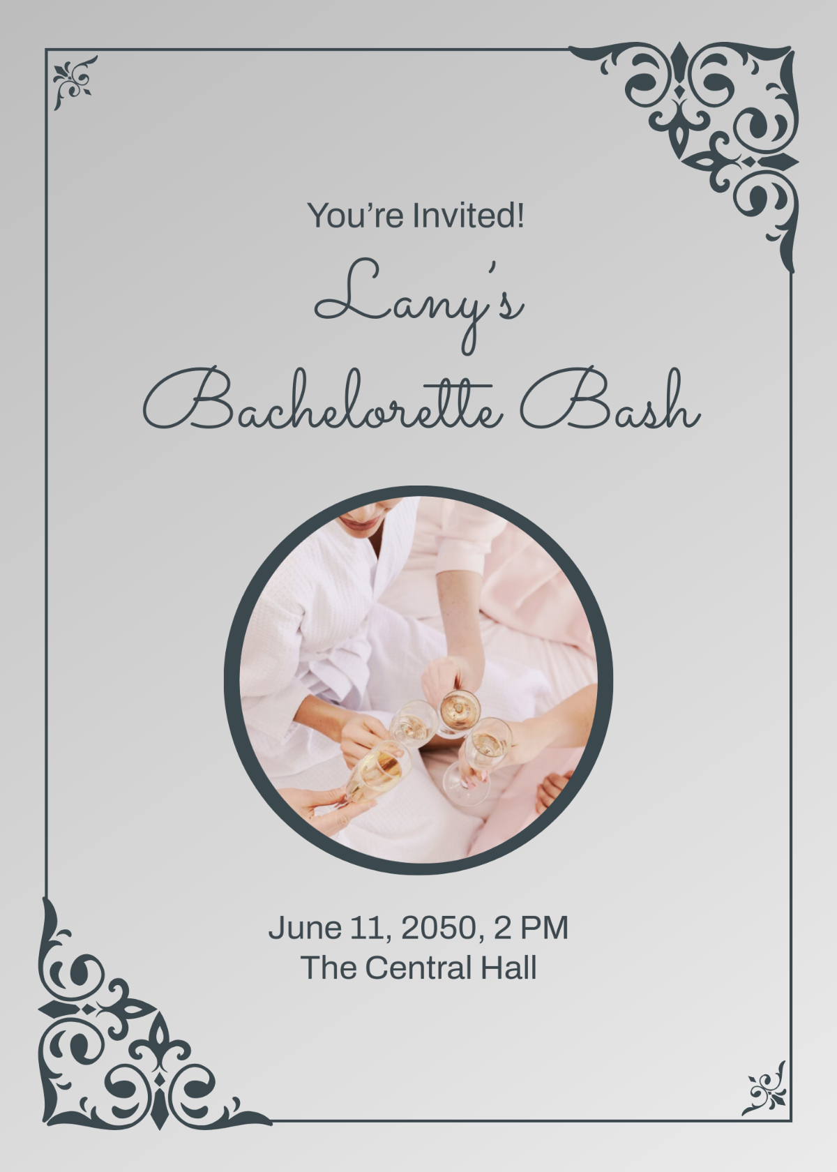 Free Grey Photo Bachelorette Invitation Template