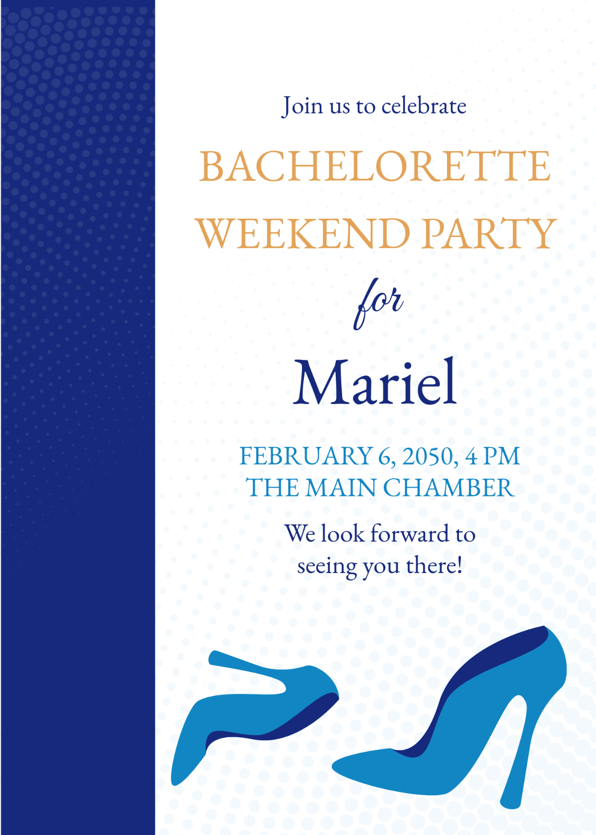 Free Blue and White Bachelorette Invitation Template