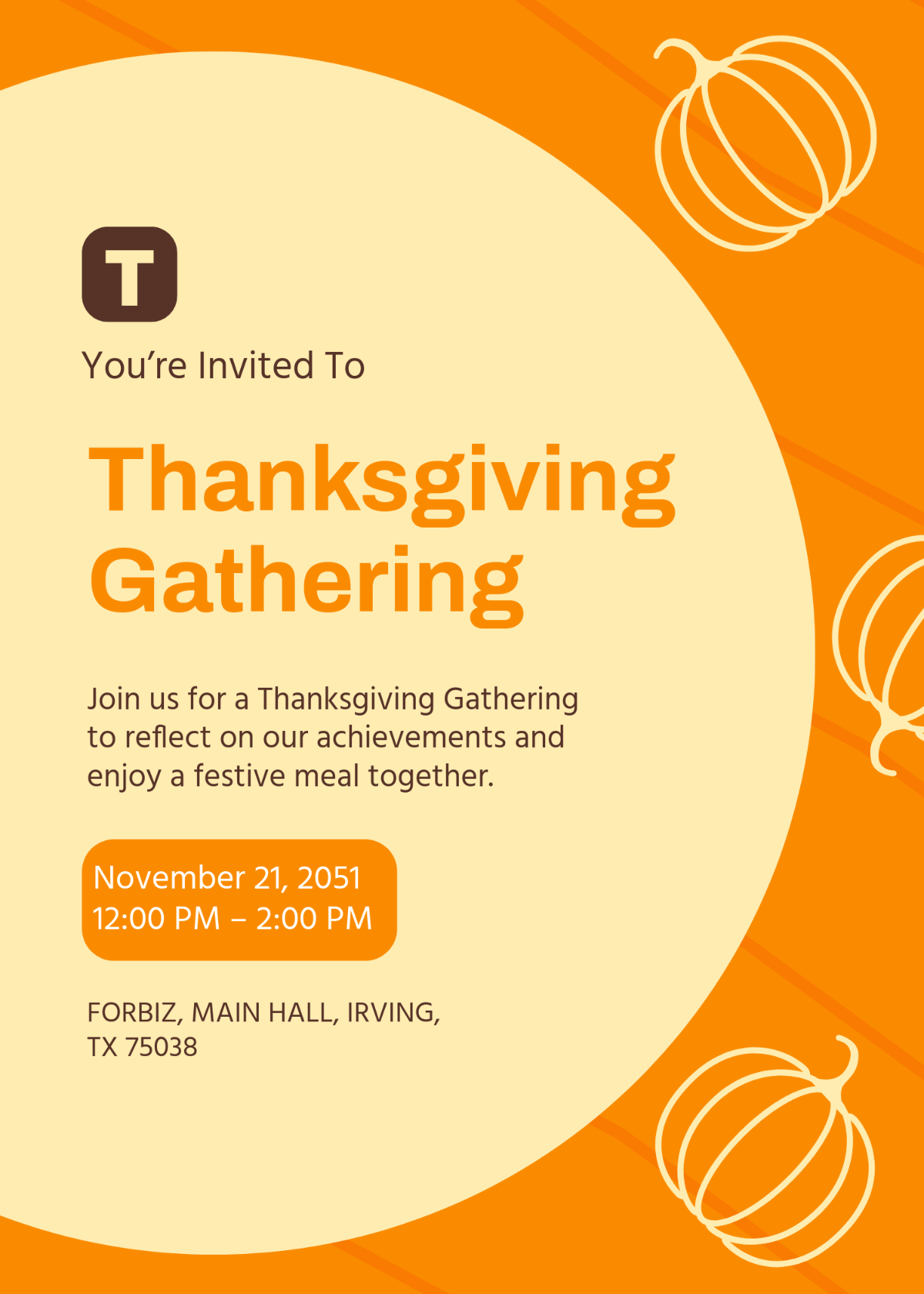 Free Professional Thanksgiving Day Invitation Template