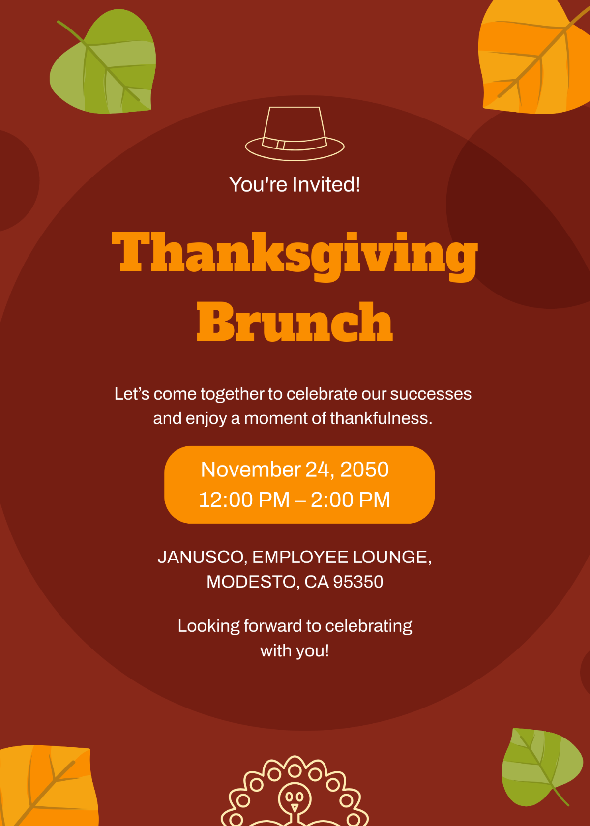 Free Customizable Work Thanksgiving Invitation Template