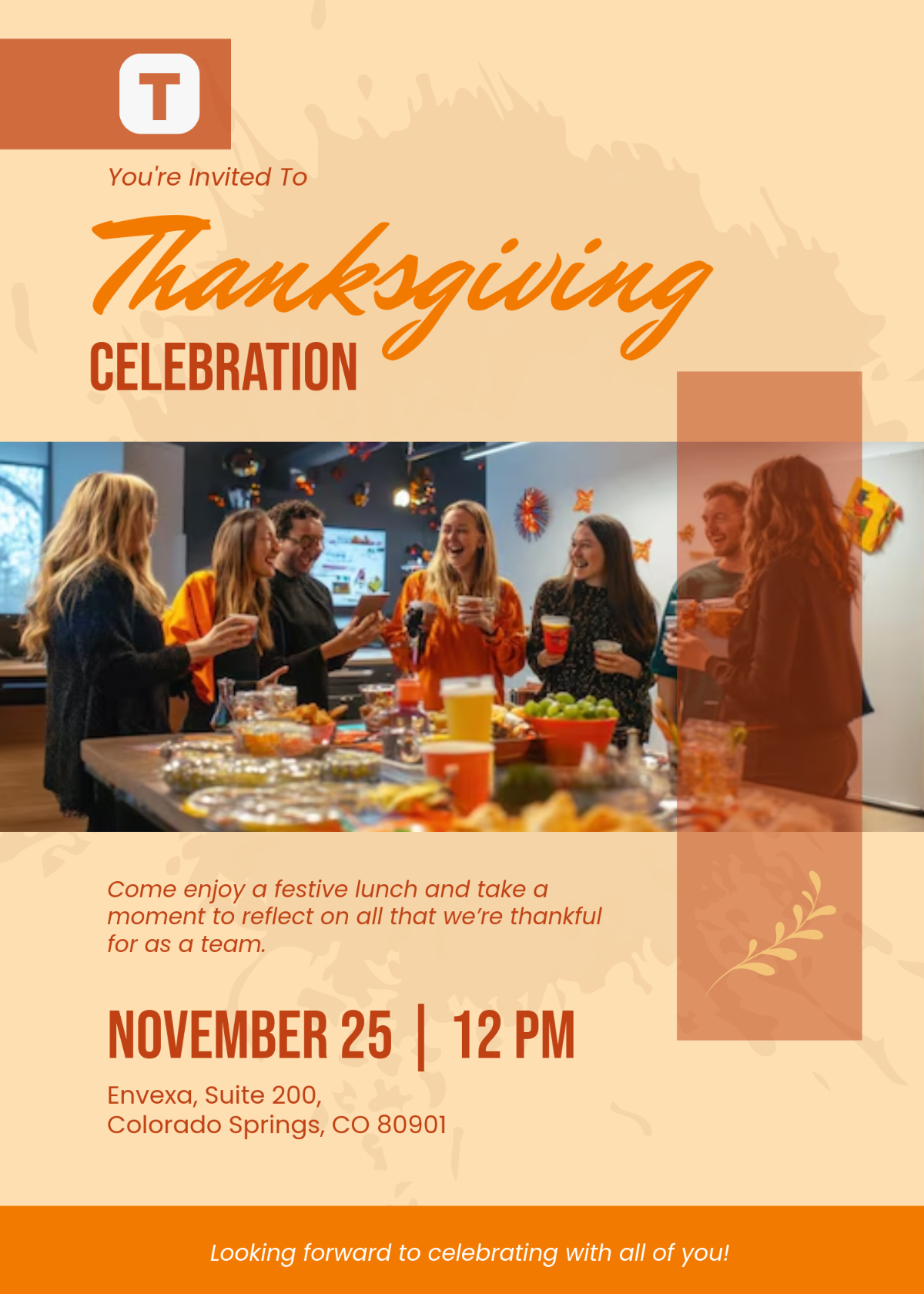 Free Office Thanksgiving Event Invitation Template