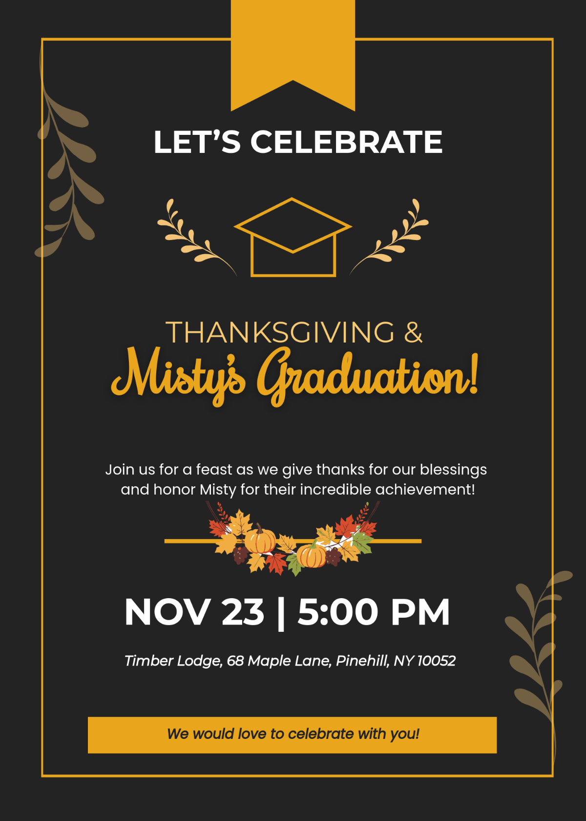 Free Graduation Thanksgiving Invitation Template