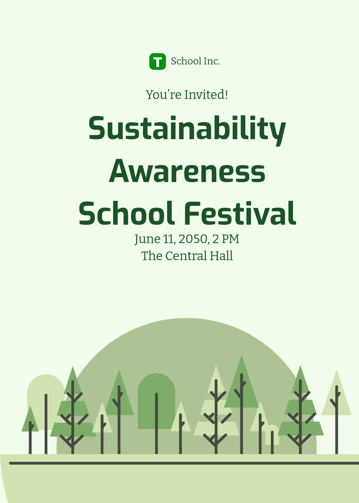 Free Green Organic School Invitation Template