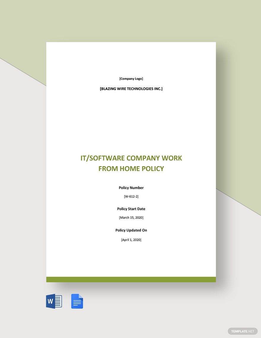 Free IT and Software Company Work from Home Policy Template