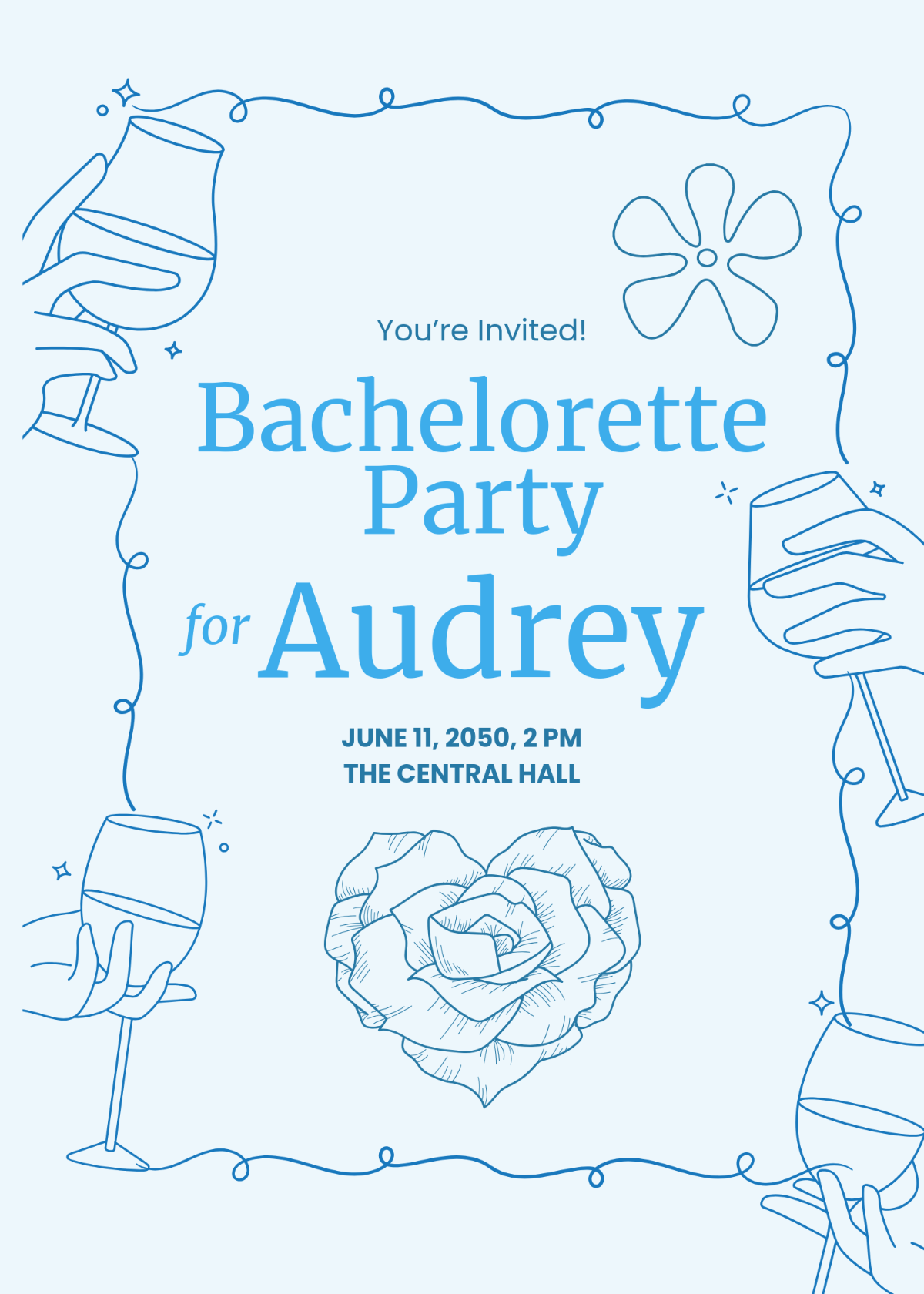 Free Blue Bachelorette Invitation Template