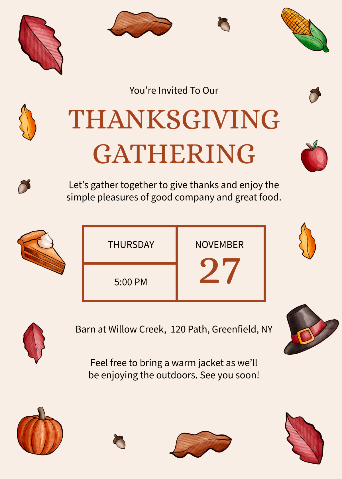 Free Rustic Thanksgiving Invitation Template