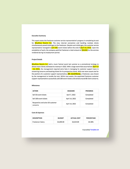 Free Simple Freelance Report Template - Google Docs, Word 