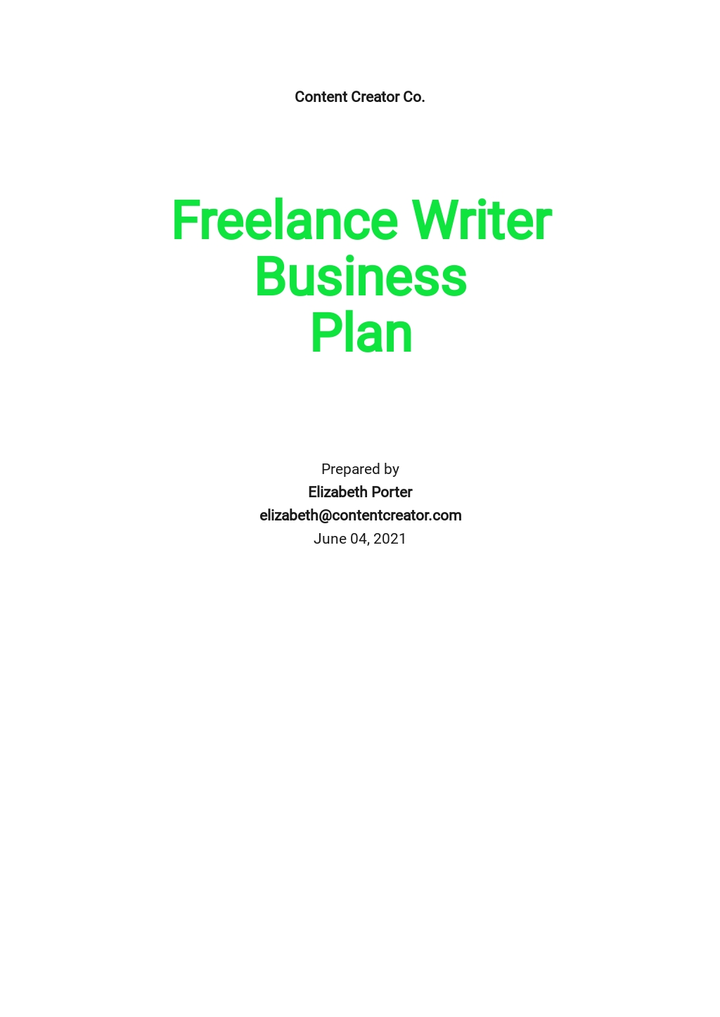 FREE Simple Freelance Business Plan Template in Google Docs, Word