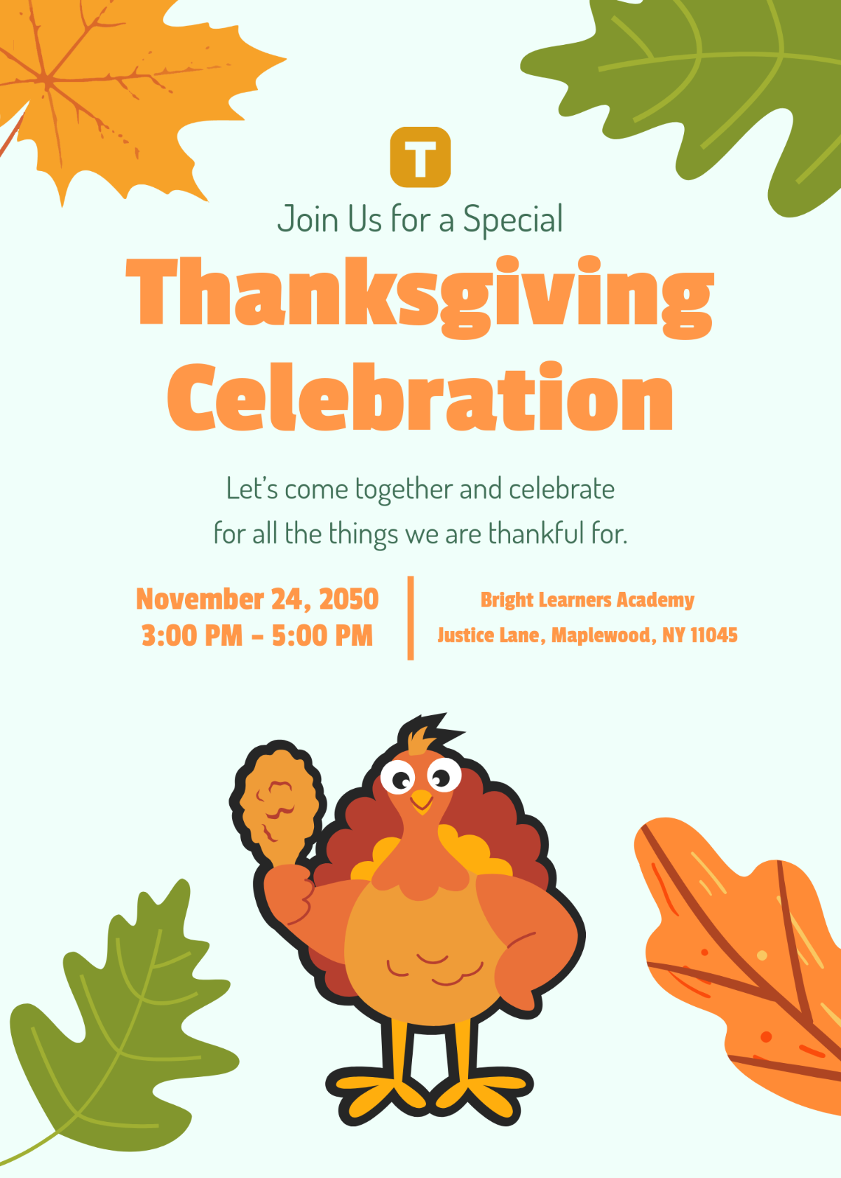 Free Preschool Thanksgiving Invitation Template