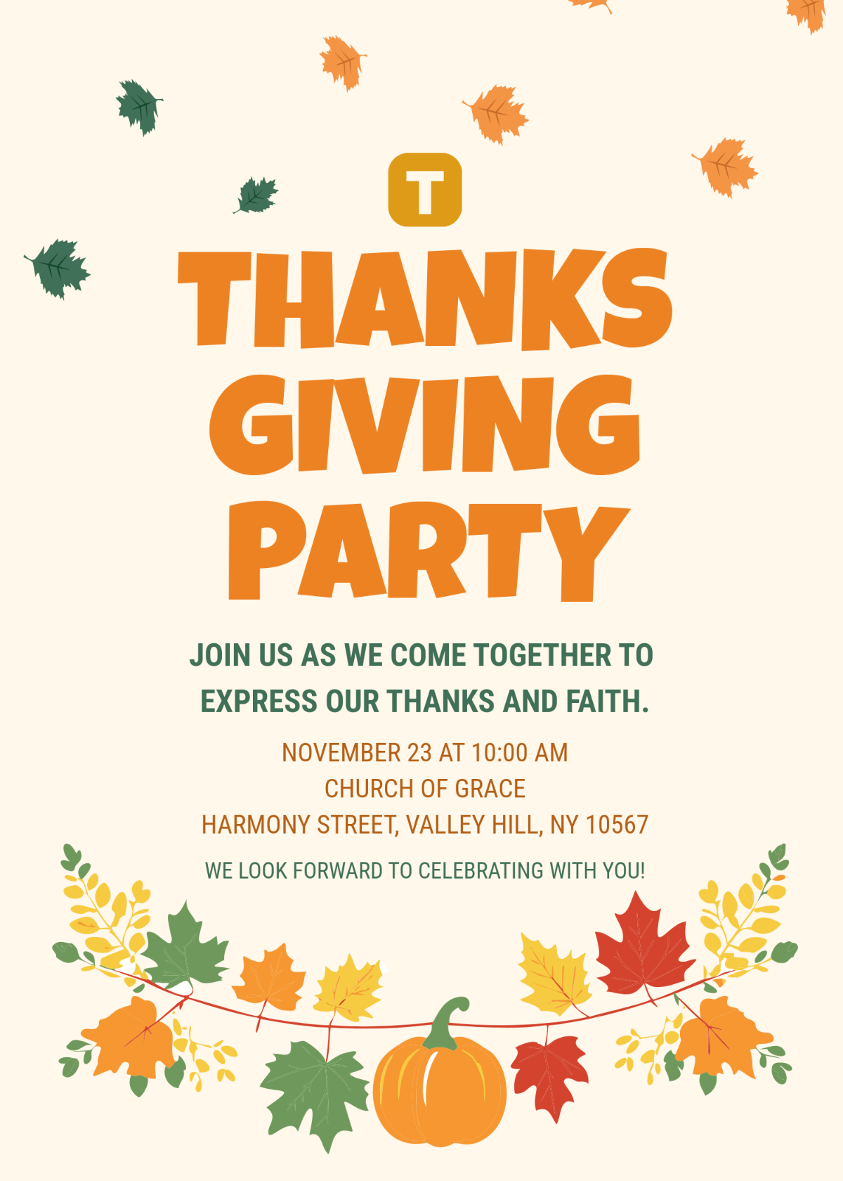 Free Blank Thanksgiving Service Invitation Template