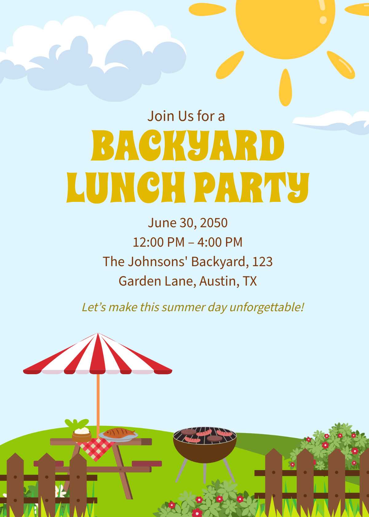 Backyard Lunch Summer Invitation Template