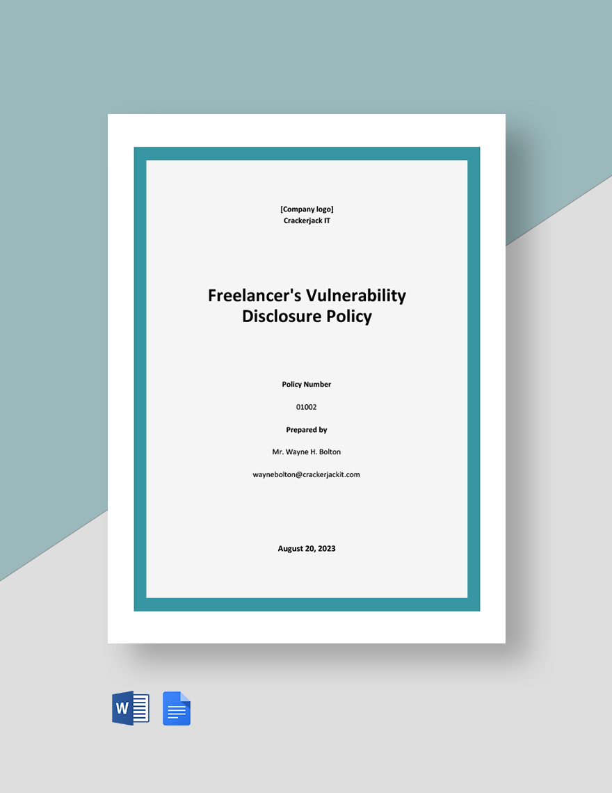 Freelancer s Vulnerability Disclosure Policy Template in Word Google