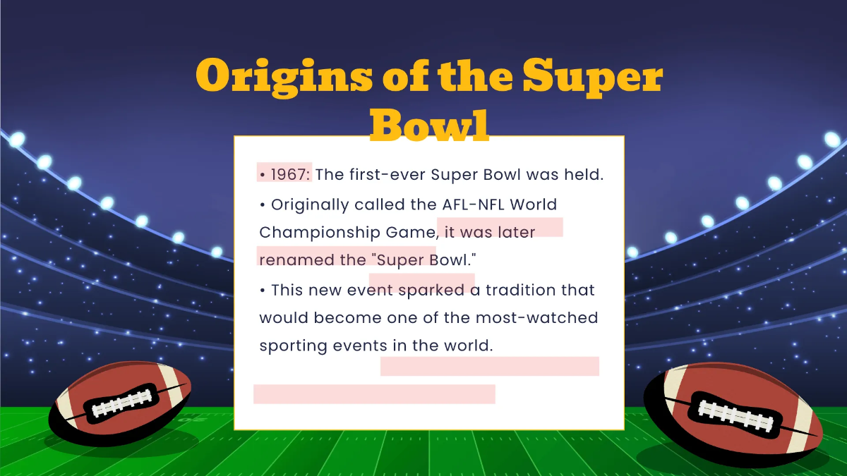 Free Super Bowl Presentation Template to Edit Online