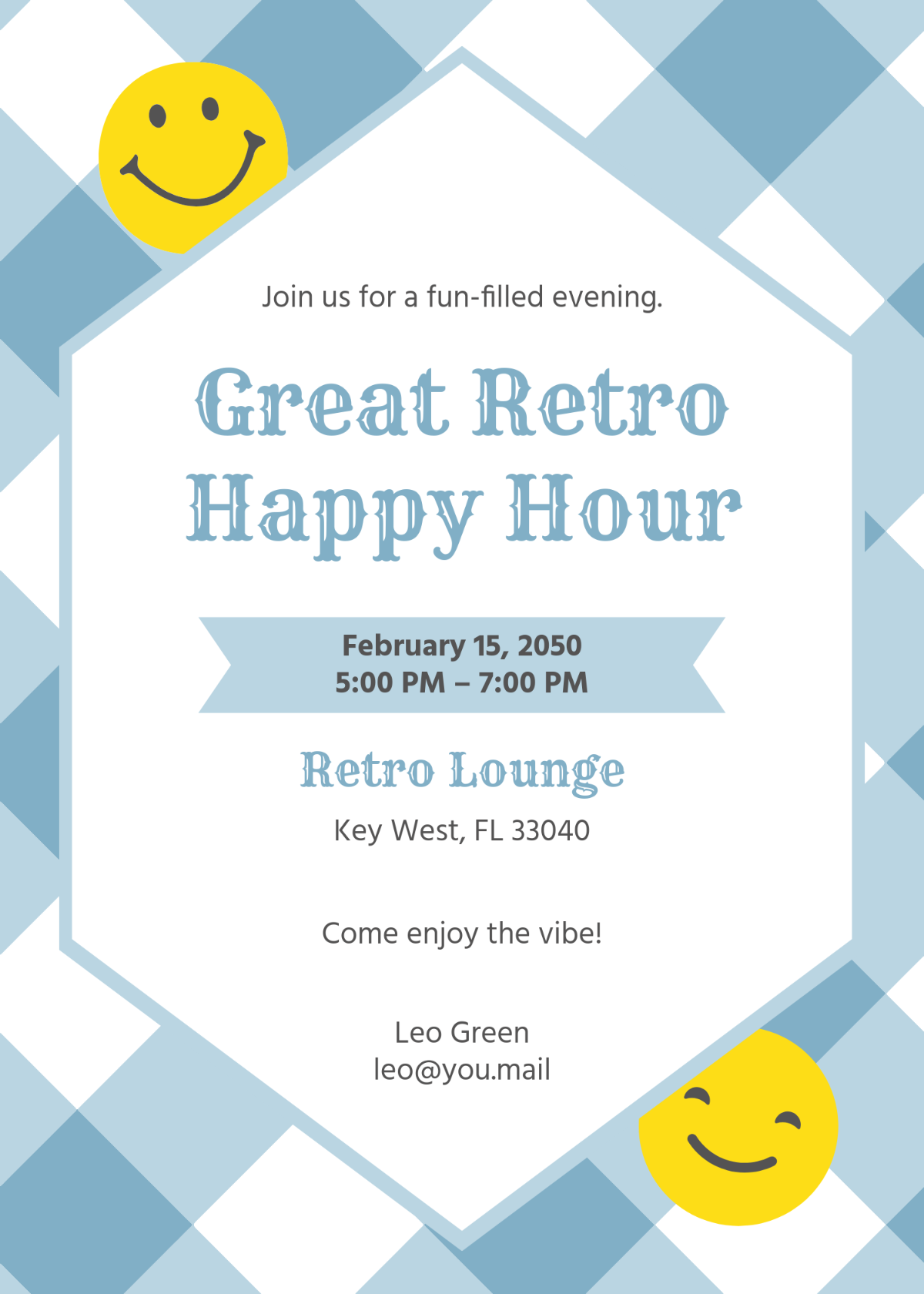 Creative Checkered Happy Hour Invitation Template