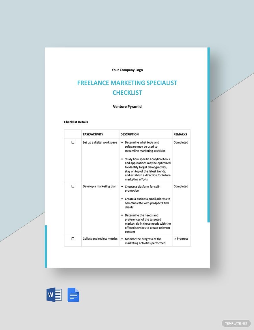 Free Freelance Marketing Checklist Template
