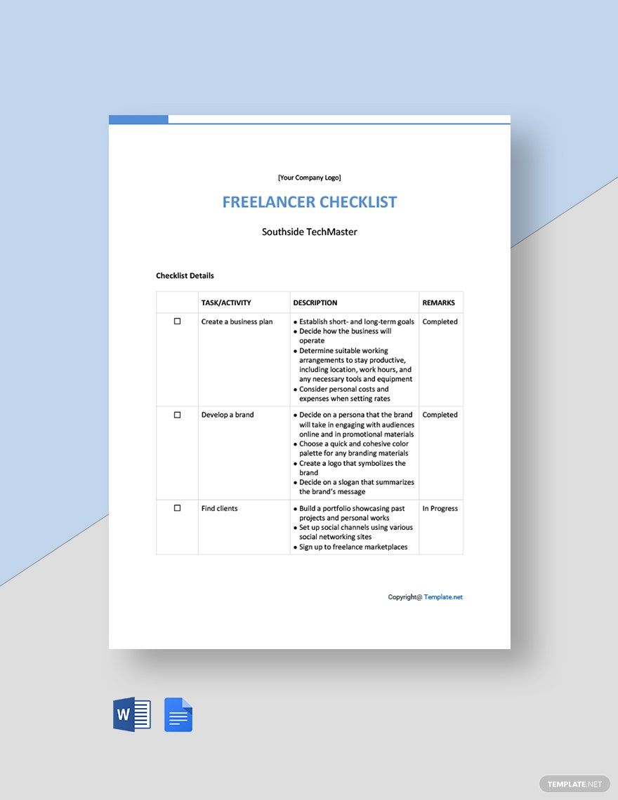 Basic Freelancer Checklist Template