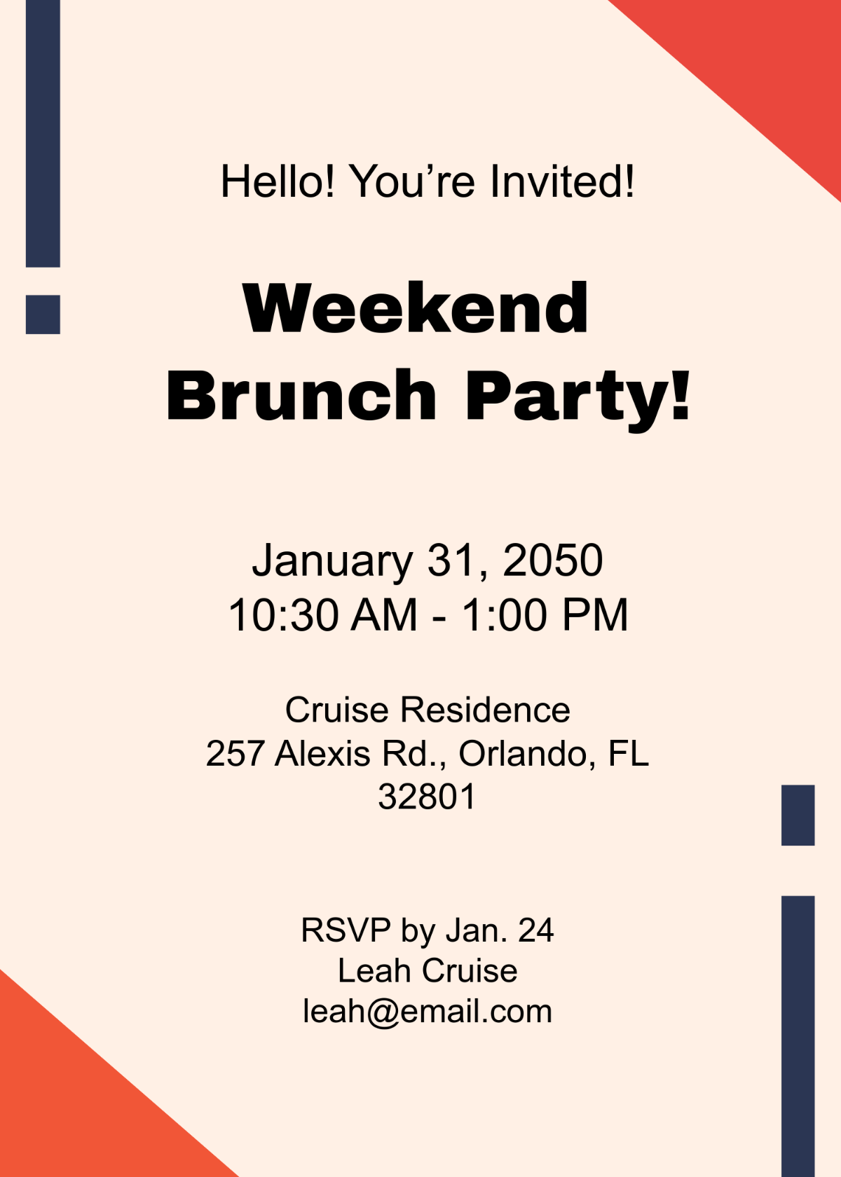 Free Weekend Brunch Email Invitation Template to Edit Online