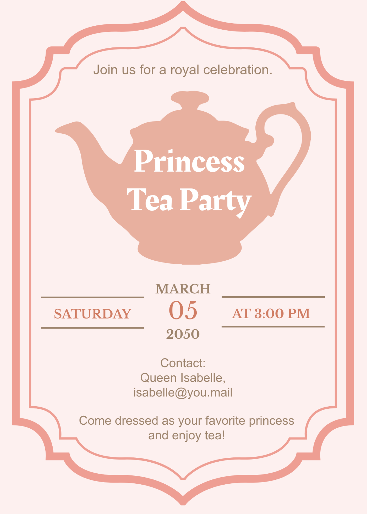 Free Modern Victorian Tea Party Invitation Template