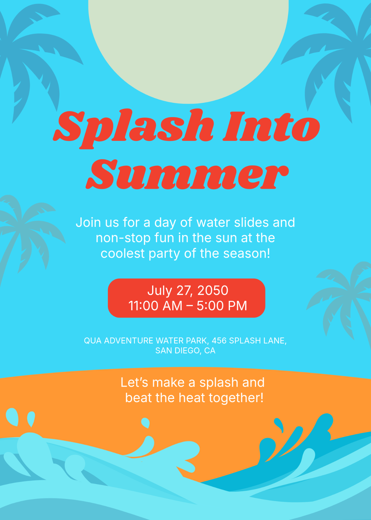 Free Cool Water Park Summer Invitation Template to Edit Online