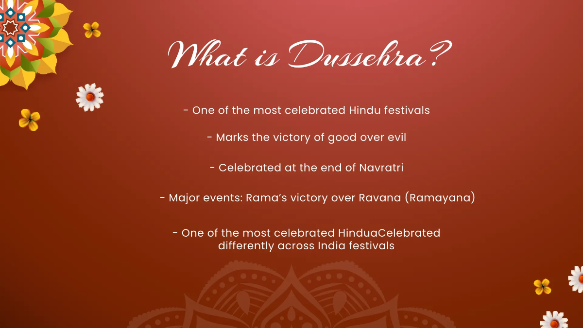 Free Dussehra Presentation Template to Edit Online